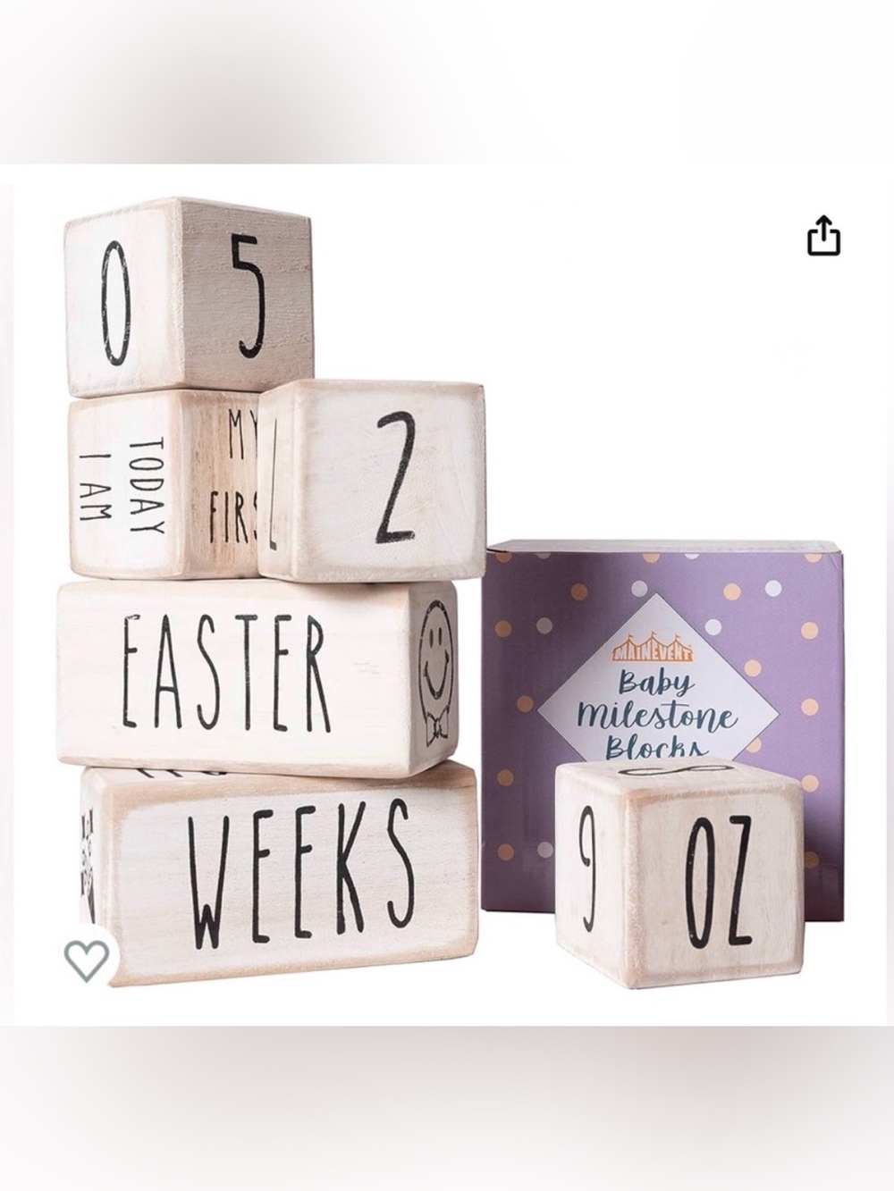 Baby Milestone Blocks - Neutral White Wooden Set